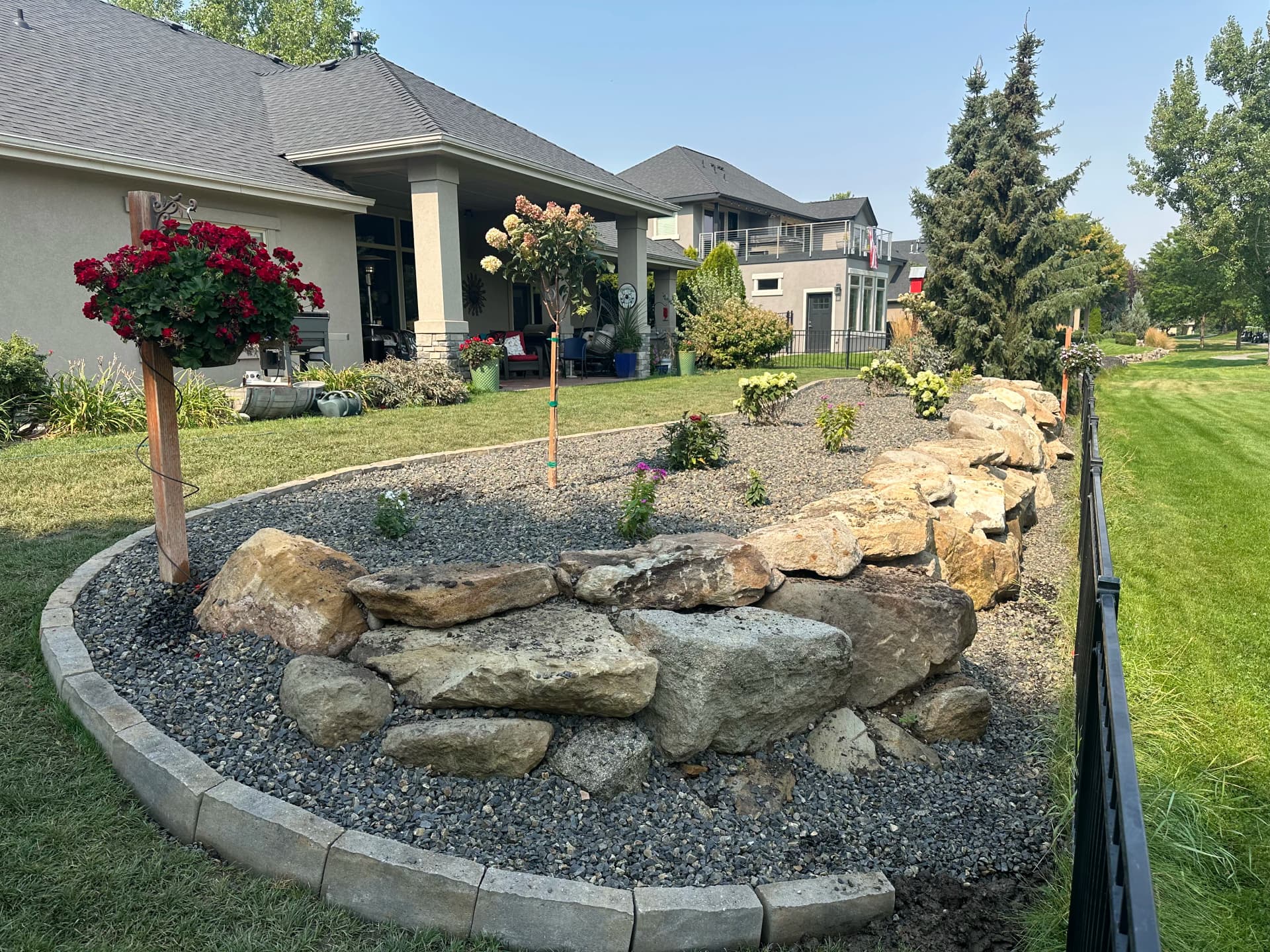 Boulder Wall and Landscape Installation in Eagle ID image